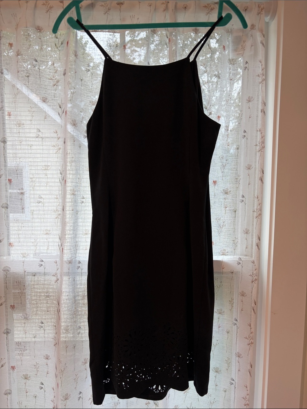 Banana Republic Black Sleeveless Eyelet-Hem Dress